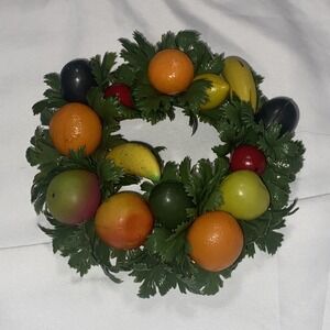 Vtg 1960's Oranges Bananas Fruit Deldan‎ Designs Plastic Candle Ring Garland